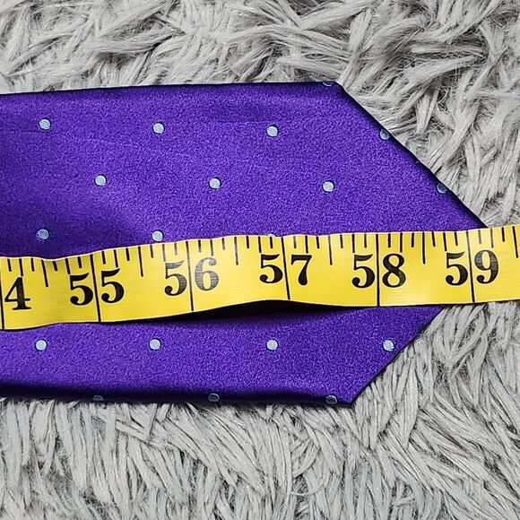 Tommy Hilfiger Tie Mens Purple Polka Dot 100% Silk Classic Necktie Formal 59in - Picture 11 of 11